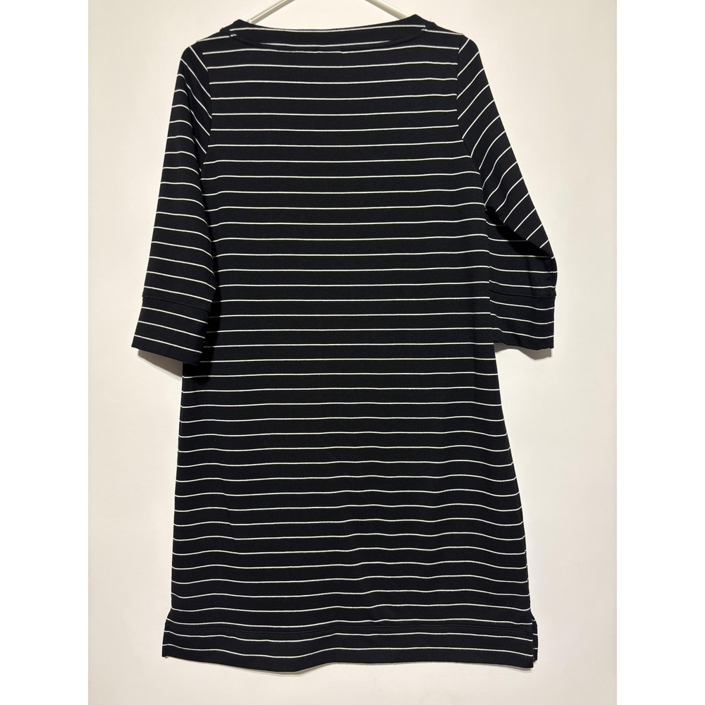 Chicos Zenergy Womens 1 (US 8/10) Black White Striped Pockets 3/4 Sleeve Dress - Picture 8 of 8